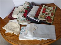 Assorted Tablecloths, Towels, Doilies, and More -