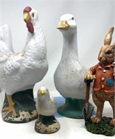 Yard Decor Duck Chicken & Bunny Figurines