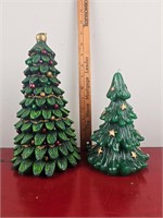 Pair of Christmas Tree Candles 10"& 8" Tall