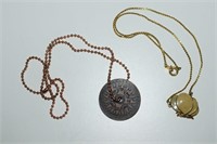 (2) Gold/Copper-tone Necklaces w/ Butterfly+