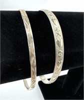 925 Silver Engraved Bangle Bracelets