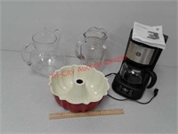 GE 5 cup coffee maker, glass water pitchers and