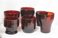 Lot of 6 Ruby Red Glass Cups