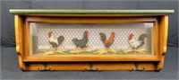 Barnyard Chicken Shelf W/ Hooks 22½"L 4"W 9"T