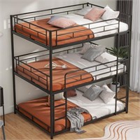 HABUHOME Full Size Metal Triple Bunk Bed with