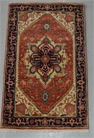 Hand Knotted Serapi 4'10" x 3' Carpet -856
