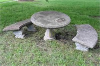 Vintage Concrete Table & Benches