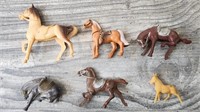 Assorted Vintage Small Plastic Horses and a Donkey