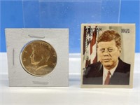 1971 Kennedy Half-dollar & 1972 Bhutan 3d Stamp