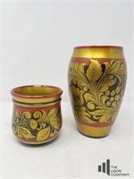 Khokhloma Covered Jar Lacquer Russian Folk Art