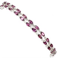 Natural Marquise Pink Rhodolite Garnet Bracelet