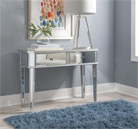 Powell Mirrored Silver Wood Console, 40"L x 16"W x