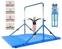 Foldable Gymnastic Bar with Mat, Blue - UNUSED