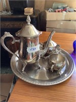 4 piece silver tea serving set teapot 9 1/2" h