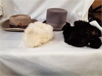 Vintage top hats and fur hats