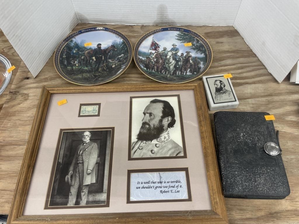 Civil war plates and stonewall Jackson items