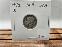 1942 S MERCURY DIME USA