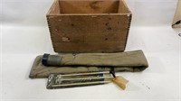 Vintage wood box Rifle Bag & Shotgun Cleaning Rod