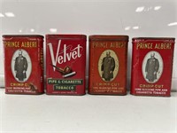 4 x Tobacco Tins Inc. Velvet & Prince Albert