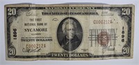 1929 $20.00 NATIONAL NOTE, SYCAMORE, IL CIRC