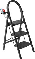 $40  3-Step Ladder  330lbs Load Capacity  Black