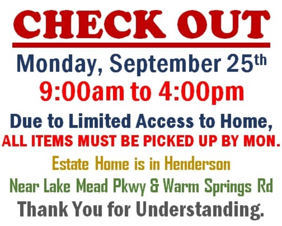 Sat.@10am - Lake Mead & Warm Springs Estate Auction 9/23