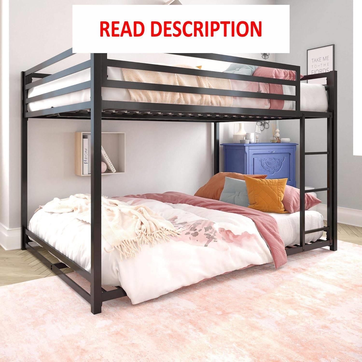 DHP Miles Low Metal Bunk Bed  Full/Full  Black