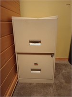 2 drawer metal file cabinet, dent on top