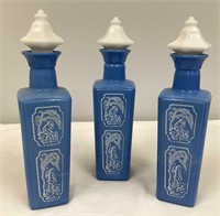 Jim Beam Blue Milk Glass Decanters