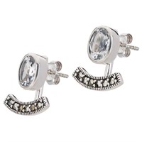 Marcasite & White Topaz Sterling Silver Earrings