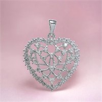 Simulated Diamond Heart Pendant