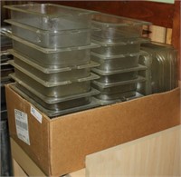 box of 15 plastic bins with lids