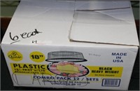 partial box (6) 18" round plastic deli trays with