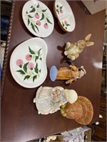 INDIAN DOLL, TURKEY, 2 MISC BOXES(CHIPS IN PLATES)