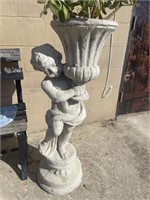 Figural Concrete Pedestal Planter 39" h