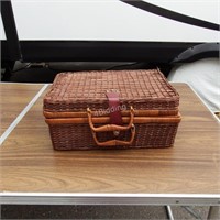 Wicker Picnic Basket and Contents