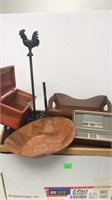 Wood bowl, trays, cedar box jewelry box and