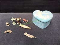 Heart Lighthouse Trinket Box w/ (7) Mini Figurines