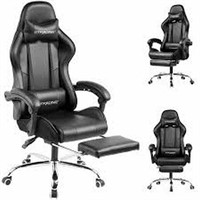 GTRACING GAMING CHAIR BLACK WITH FOOTREST