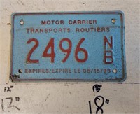 N.B. License Plate