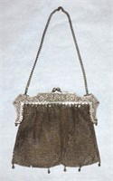 German silver mesh purse, 6 1/2"