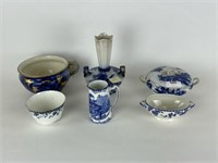 6 Pieces of Flow Blue China