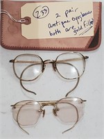 2 pair antique eyeglasses 12k gold filled