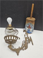 8" H Butter Churn Electric Oil Lamp & Hardware