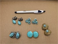 5 Pair Turquoise color earrings