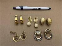 5 pairs gold tone clip on earrings