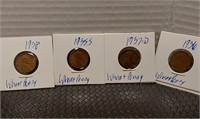 1935,1936,1937, 1938 Wheat Pennies