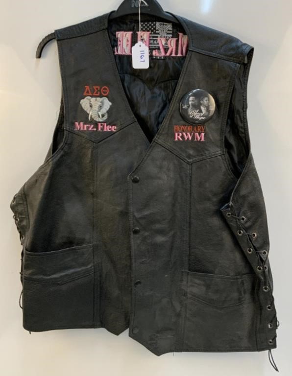 Leather Biker Vest with Patches