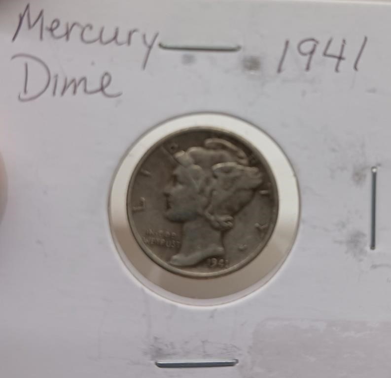 1941, 42, 44 and 45 Mercury Dimes