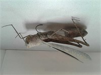 Metal and glass grasshopper bird feeder